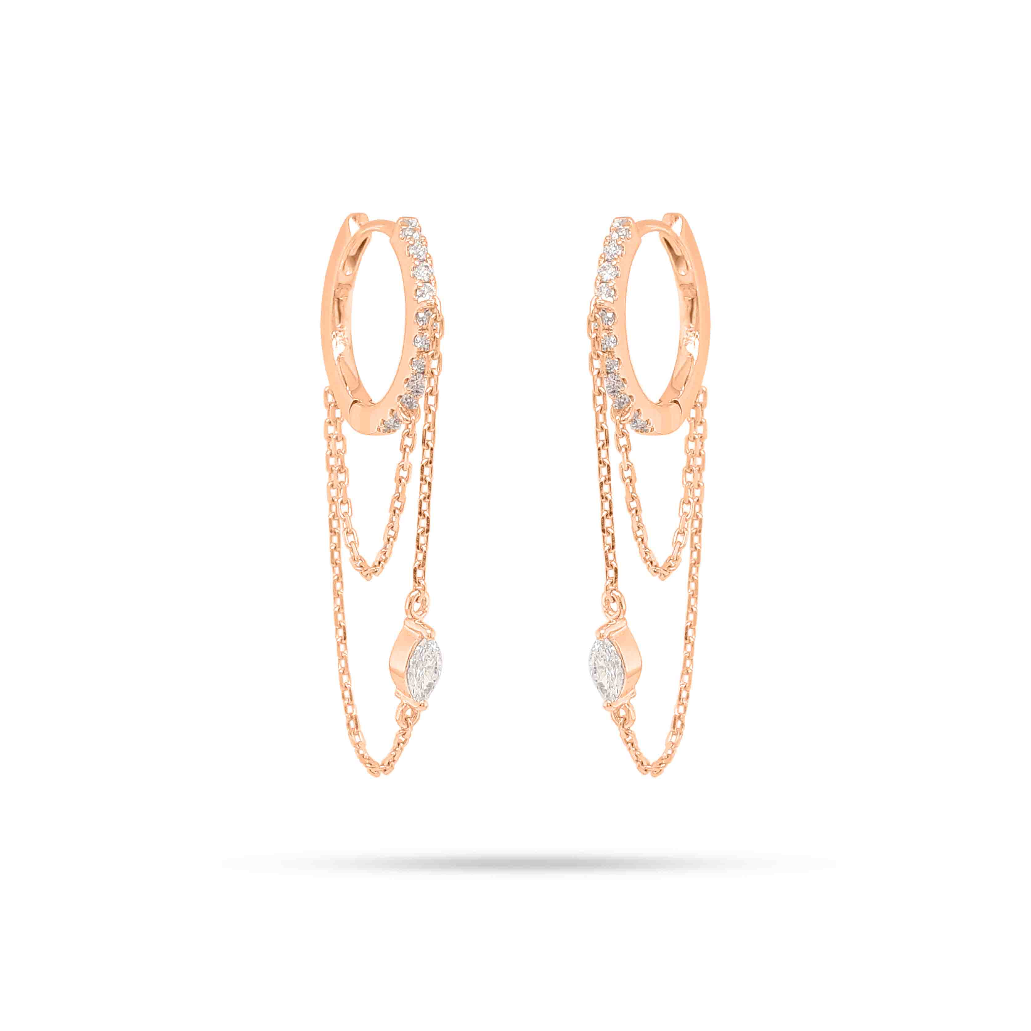 Marquise Diamond Chain Huggie Earrings