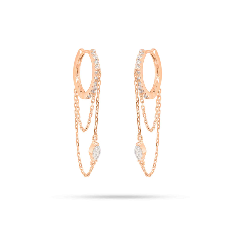 Marquise Diamond Chain Huggie Earrings