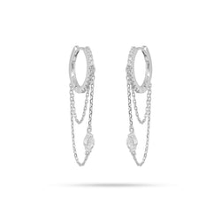 Marquise Diamond Chain Huggie Earrings