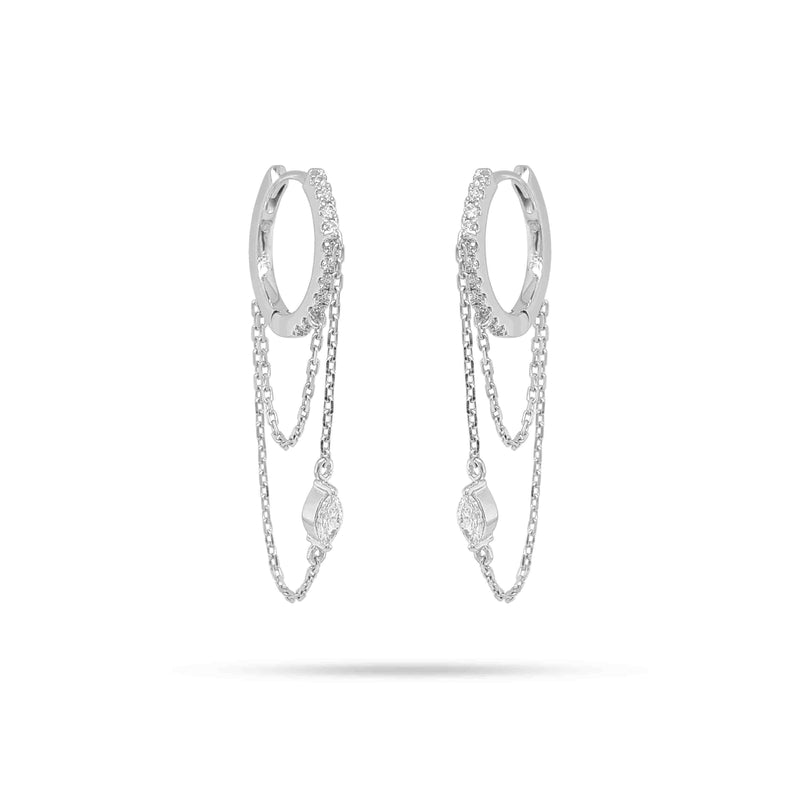 Marquise Diamond Chain Huggie Earrings