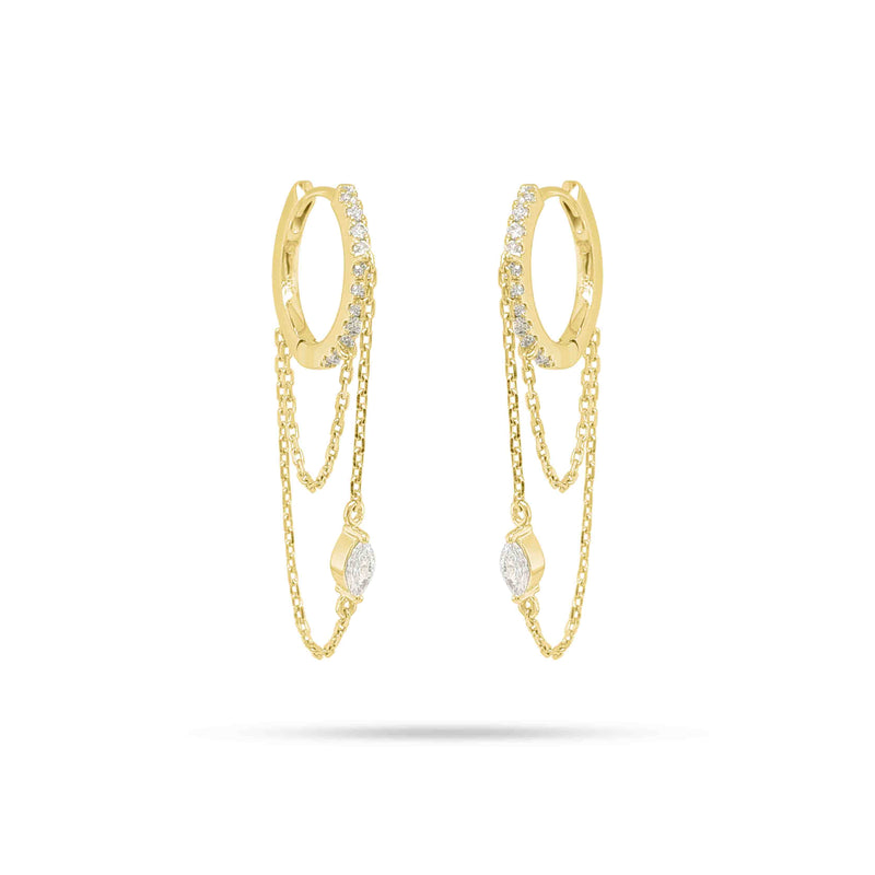 Marquise Diamond Chain Huggie Earrings