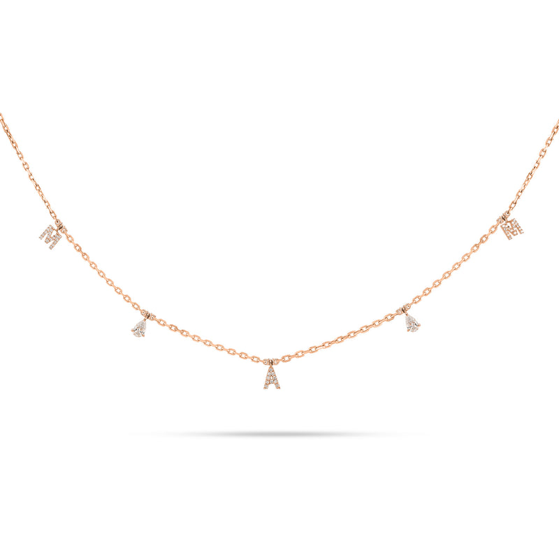 Personalized Three Letter Pear Diamond Choker