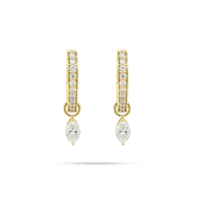 Detachable Huggie Marquise Diamond Earrings