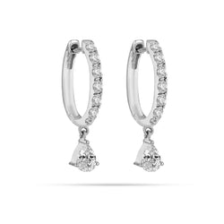 Round and Pear Diamond Huggie Earrings