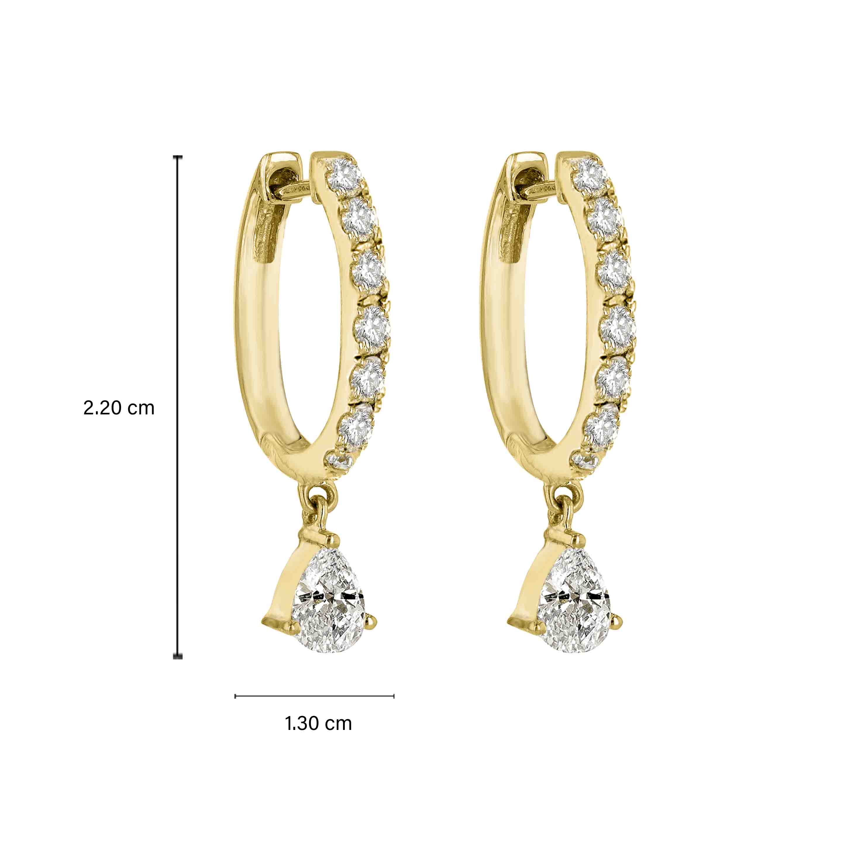 Round and Pear Diamond Huggie Earrings