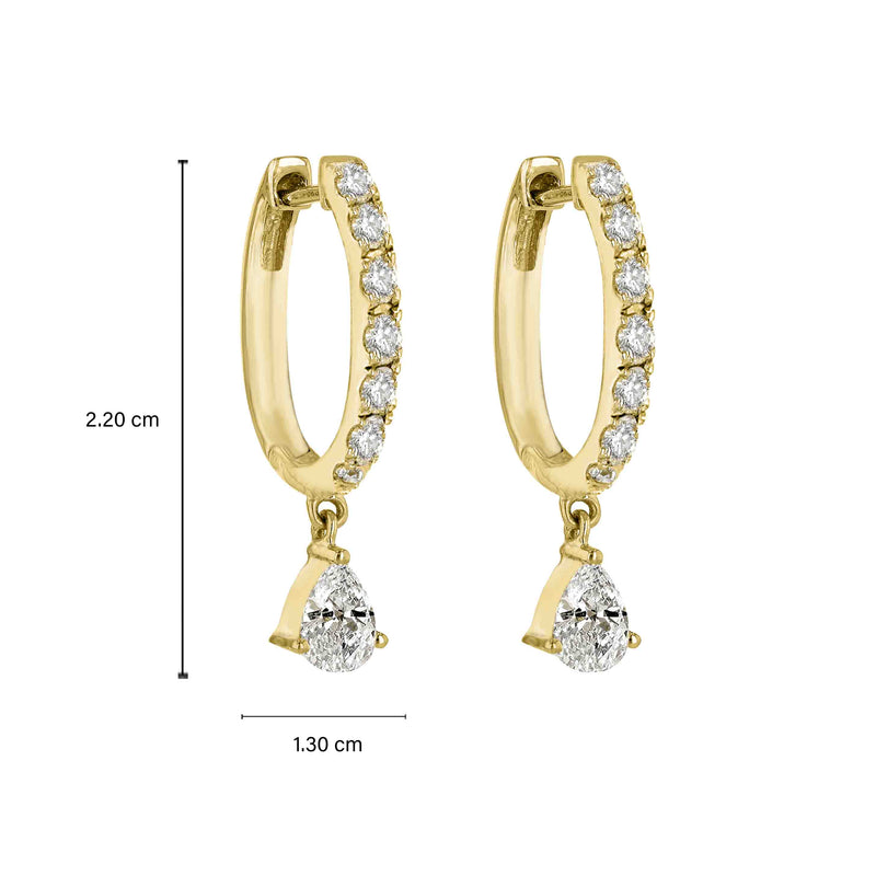 Round and Pear Diamond Huggie Earrings