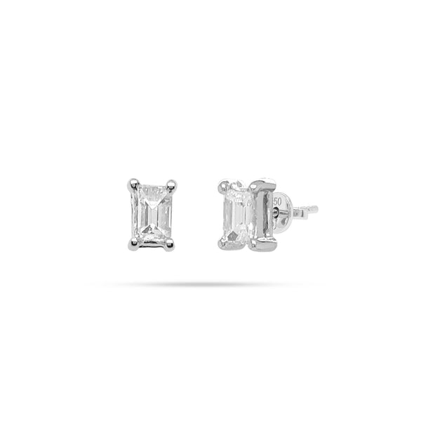 Solitaire Baguette Diamond Stud Earrings