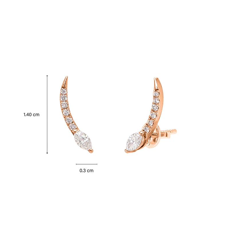 Solitaire Marquise Round Ear Climbers