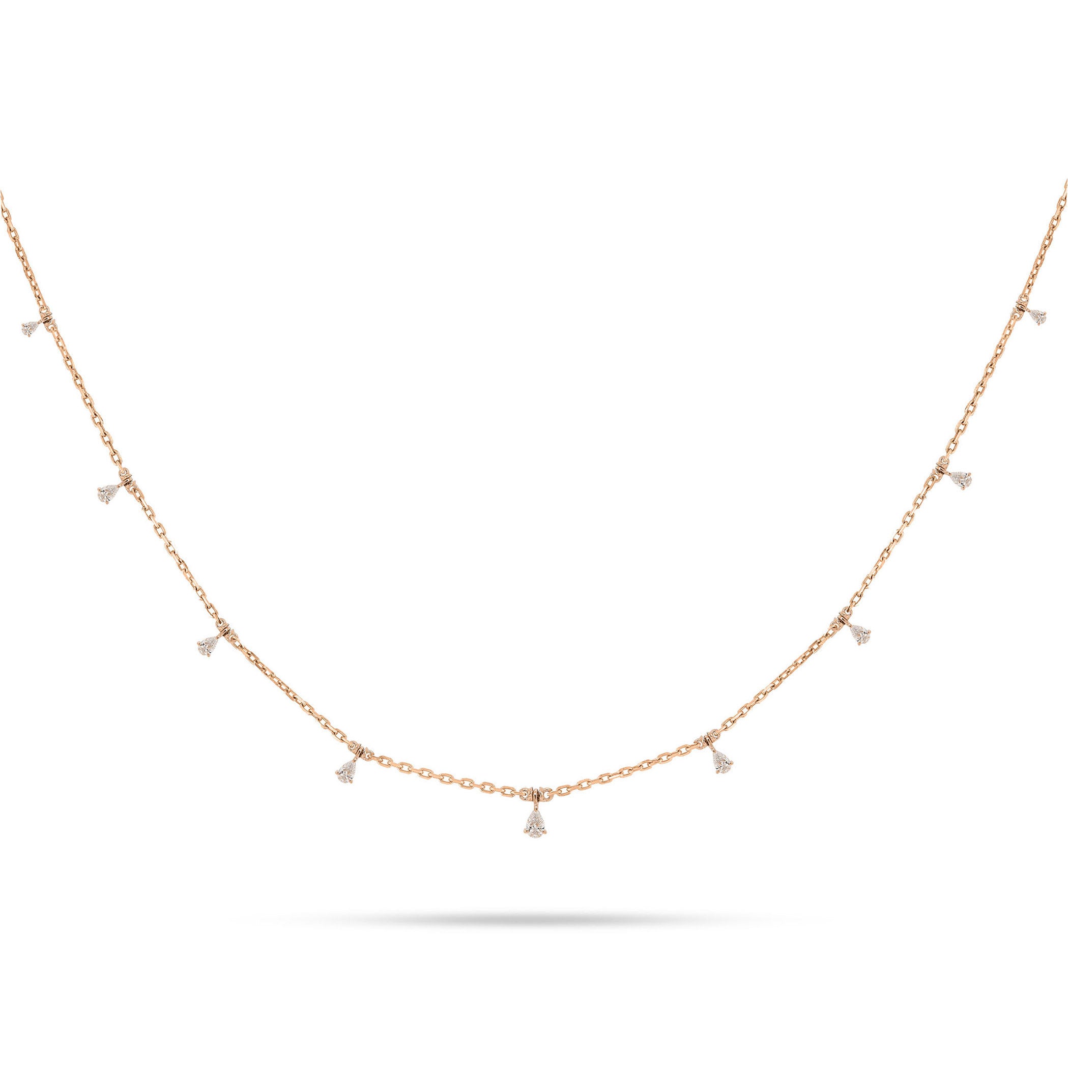 Solitaire Pear Dangling Diamond Choker