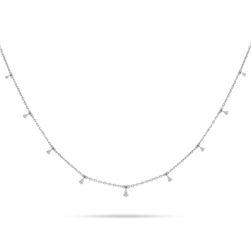 Solitaire Pear Dangling Diamond Choker