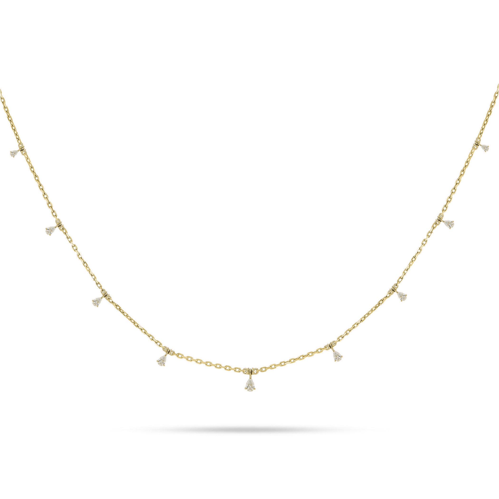 Solitaire Pear Dangling Diamond Choker
