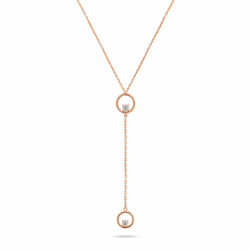 V-Shaped Dangling Round Diamond Necklace