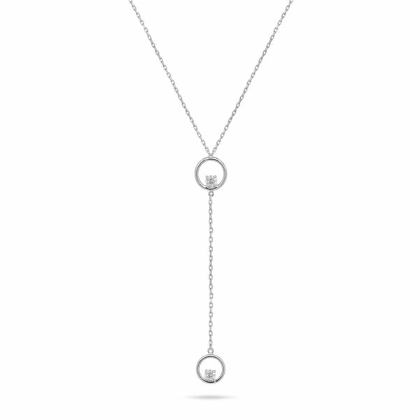 V-Shaped Dangling Round Diamond Necklace