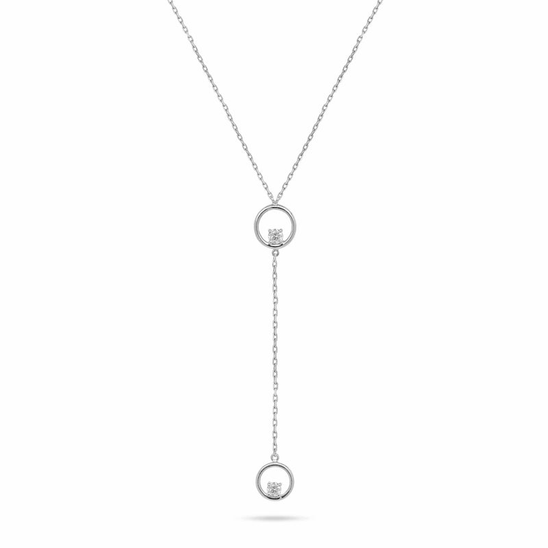 V-Shaped Dangling Round Diamond Necklace