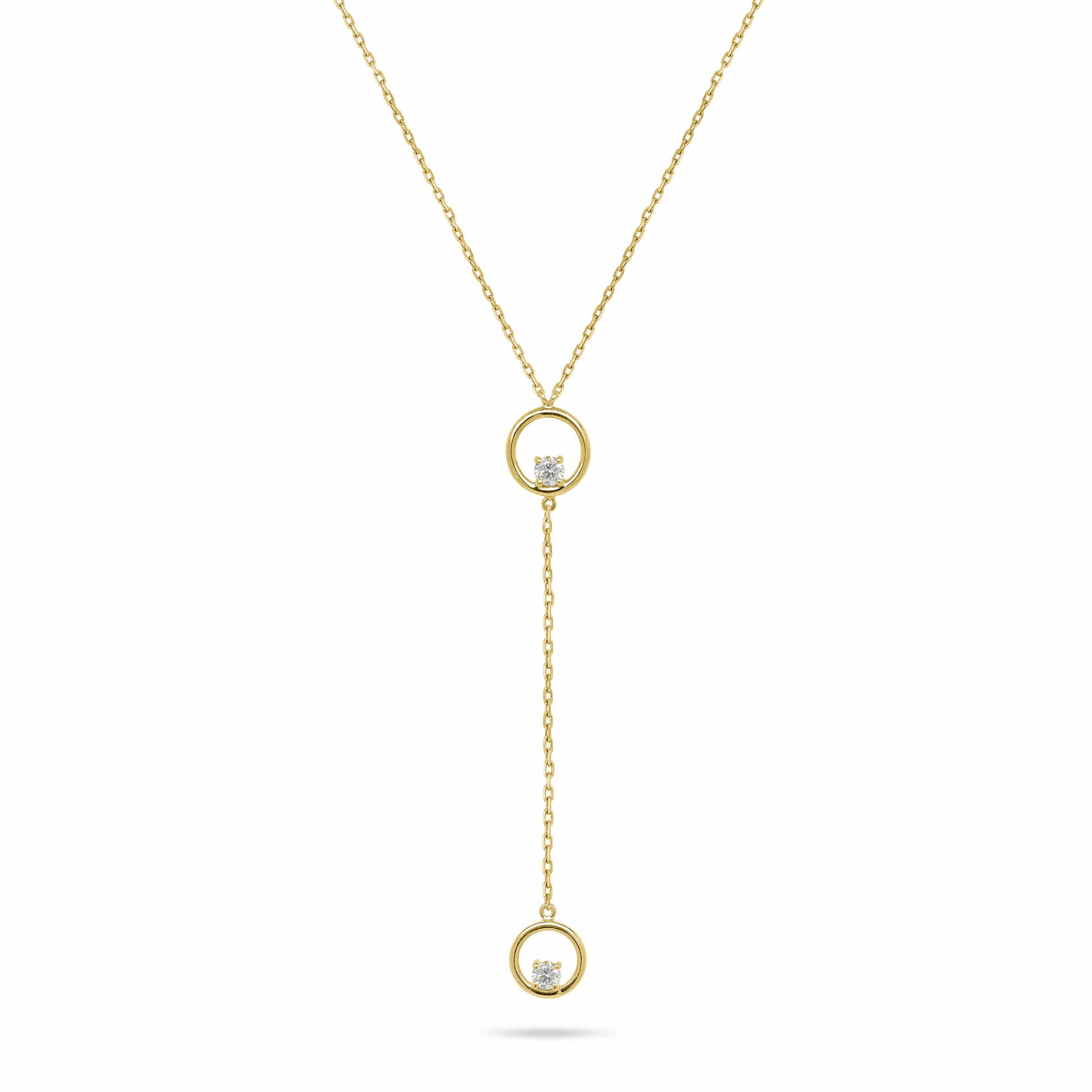 V-Shaped Dangling Round Diamond Necklace