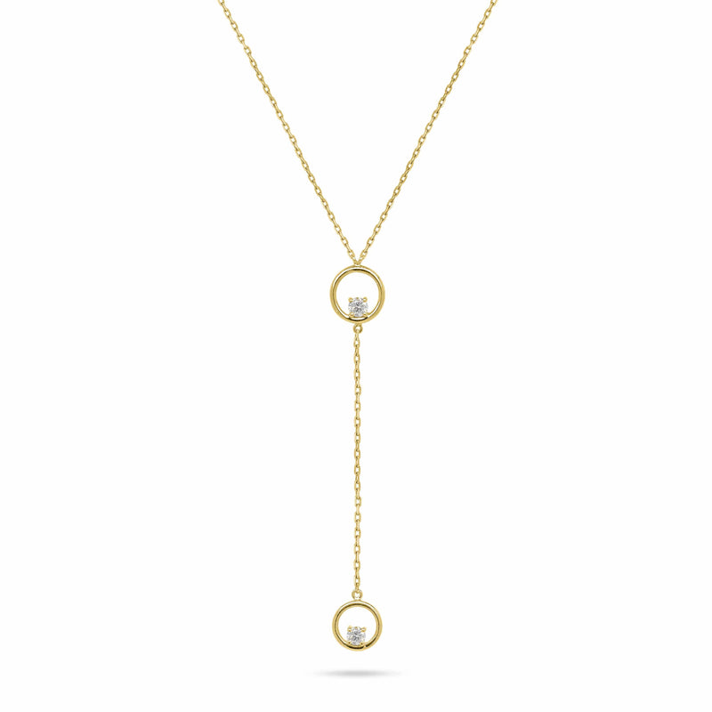 V-Shaped Dangling Round Diamond Necklace