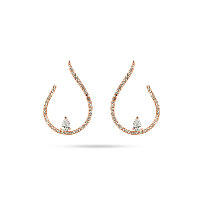 Round and Pear Diamond Arc Earrings