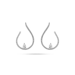 Round and Pear Diamond Arc Earrings