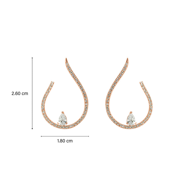 Round and Pear Diamond Arc Earrings