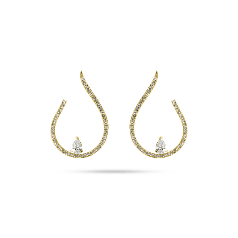 Round and Pear Diamond Arc Earrings