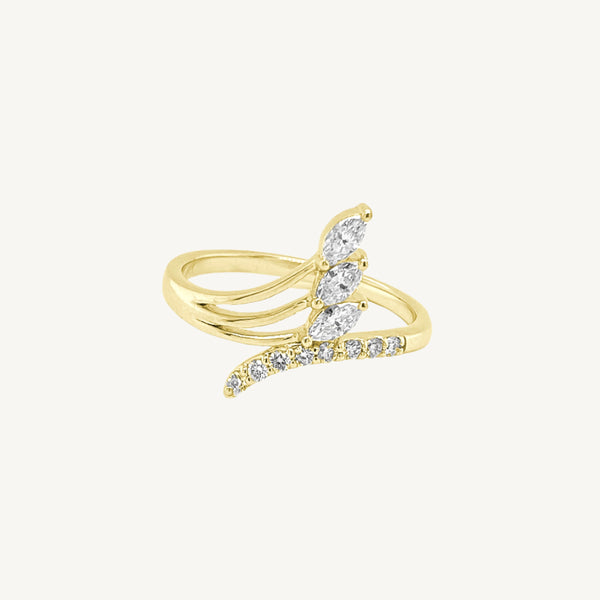 Curved Round Marquise Diamond Ring
