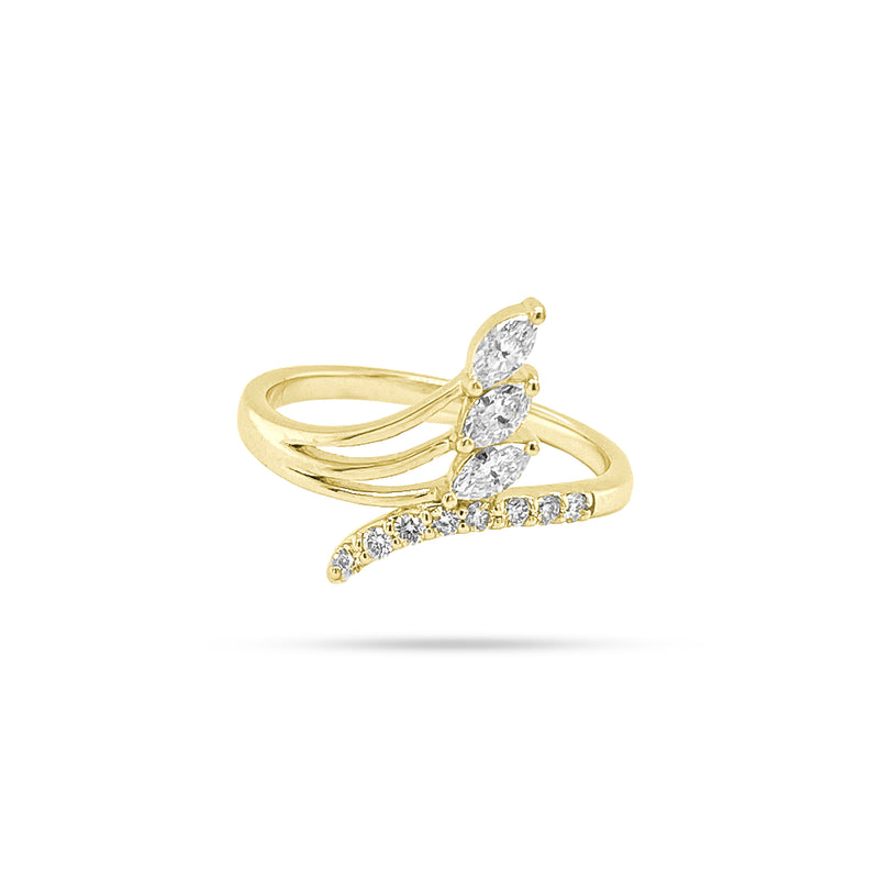 Curved Round Marquise Diamond Ring