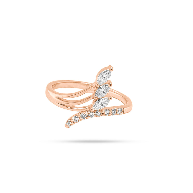 Curved Round Marquise Diamond Ring