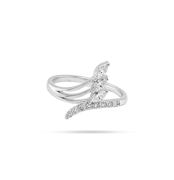 Curved Round Marquise Diamond Ring