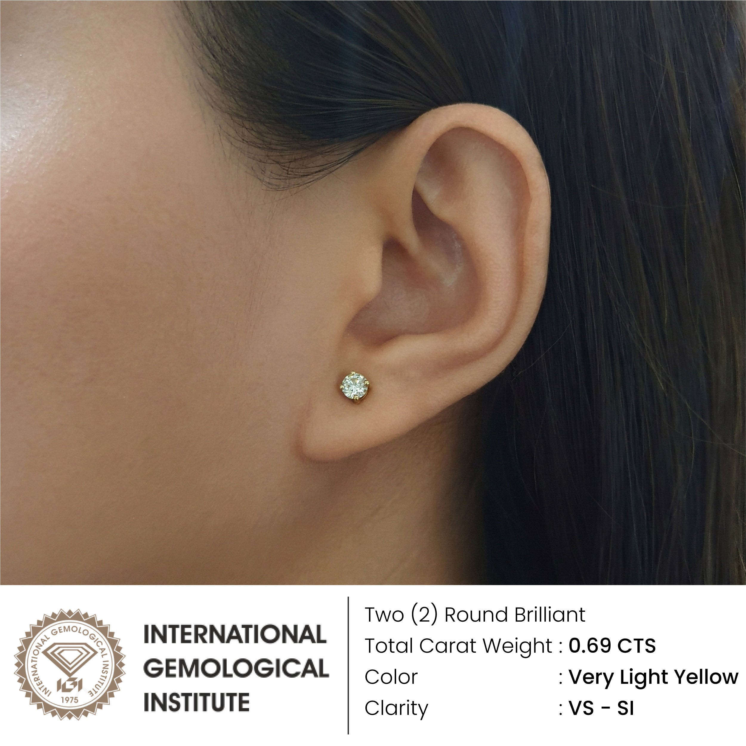 In-Stock - Classic Setting -  Round Natural Diamond Stud Earrings