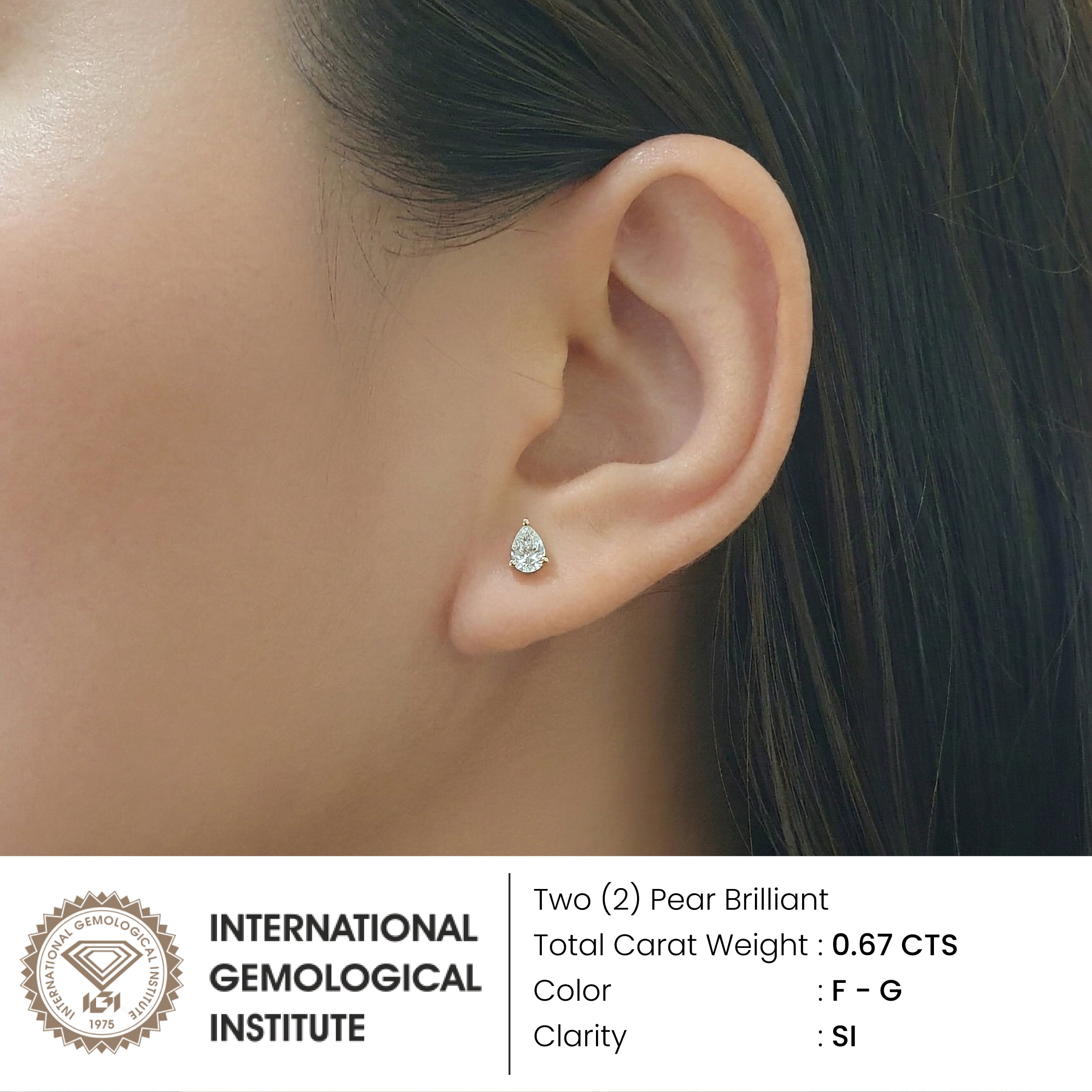In-Stock - Pear Natural Diamond Stud Earrings