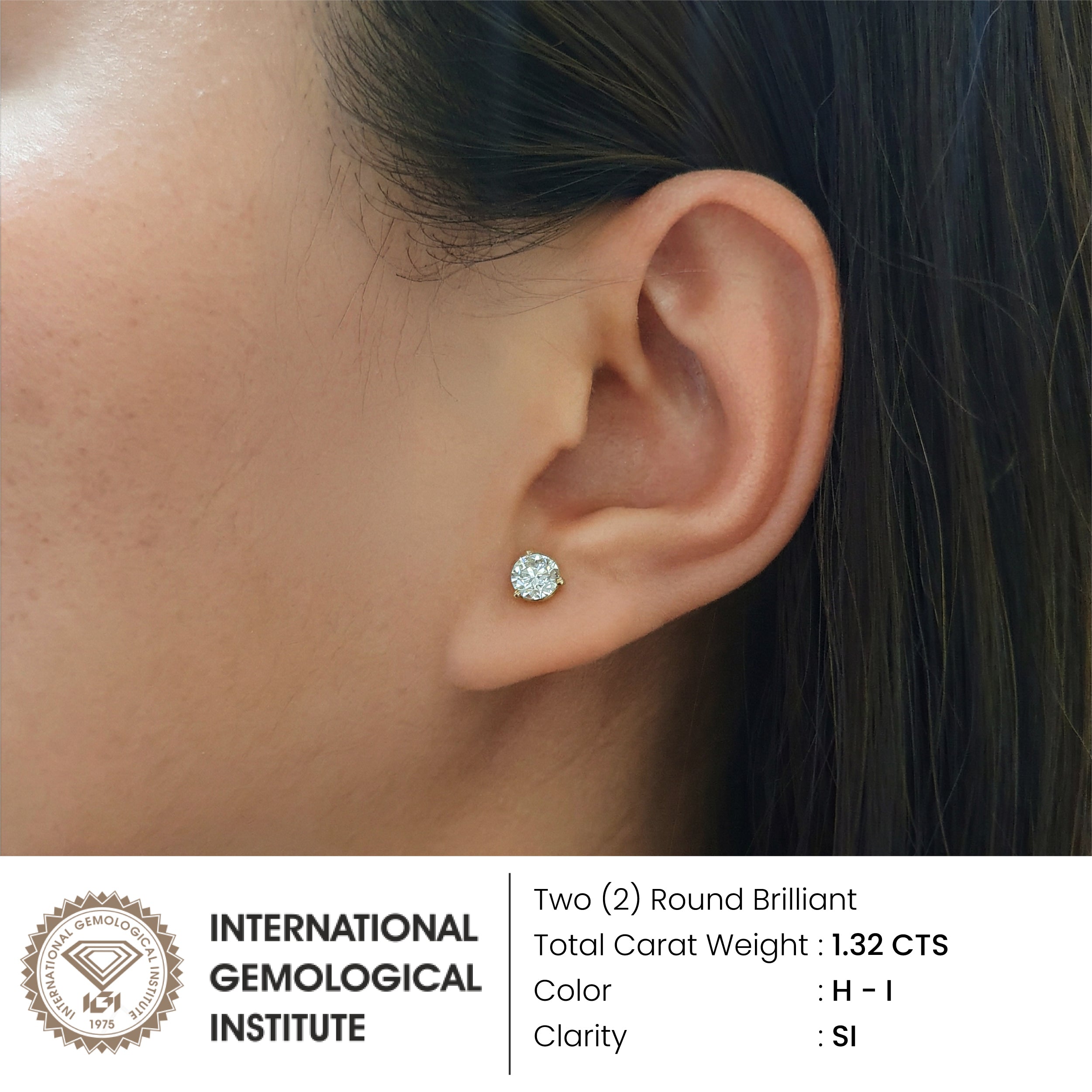In-Stock - Martini Setting - Round Natural Diamond Stud Earrings