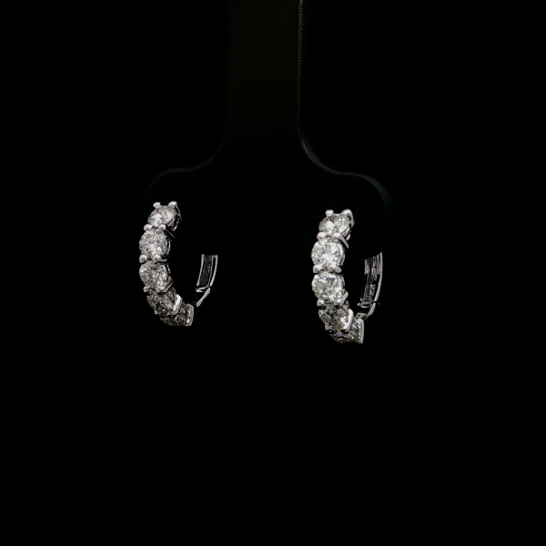 Huggie Round Diamond Hoop Earrings