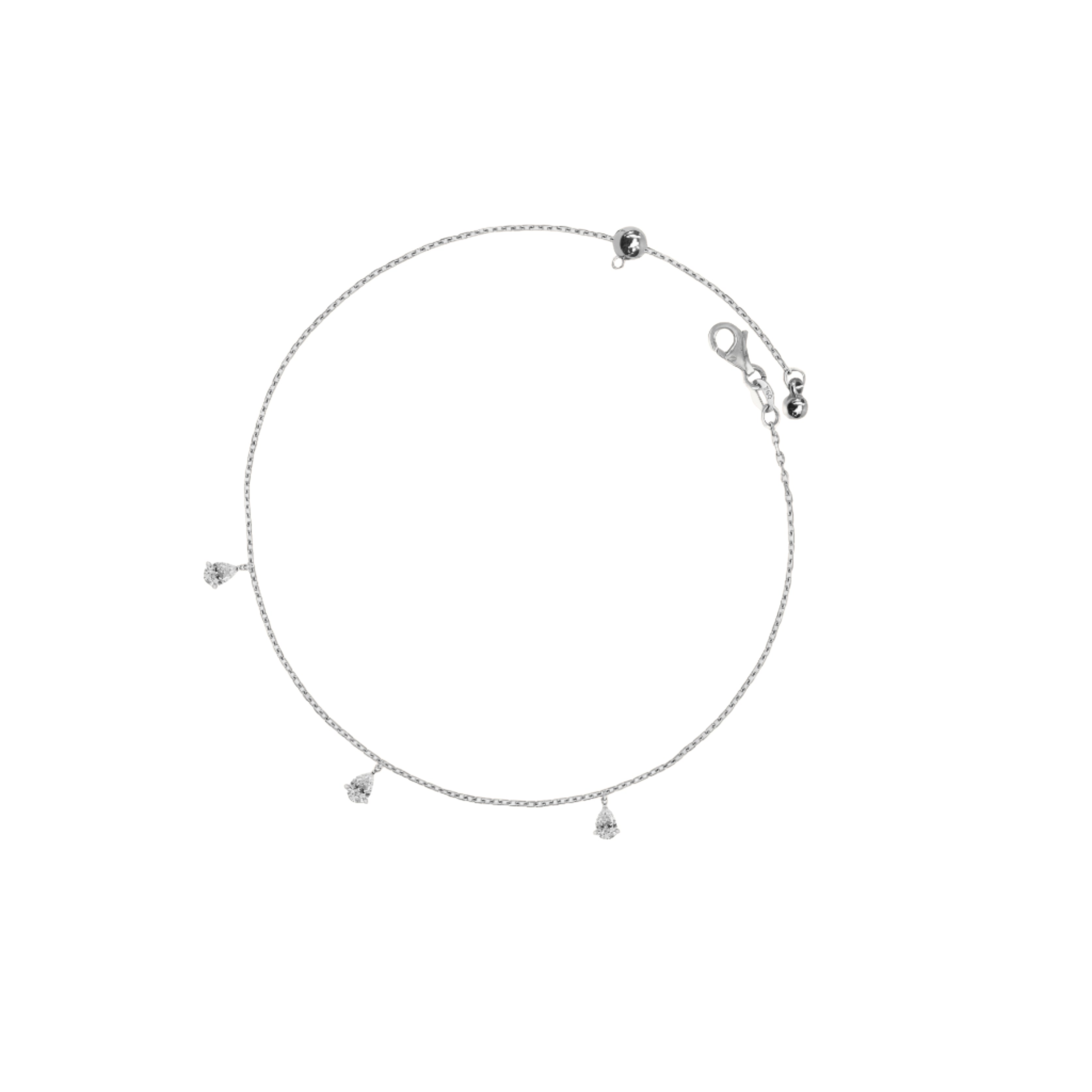 Dangling Pear Diamond Anklet