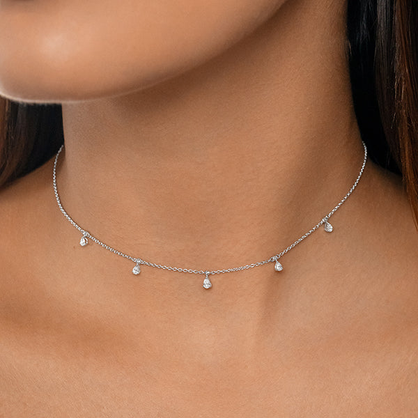 Dangling Pear Diamond Choker