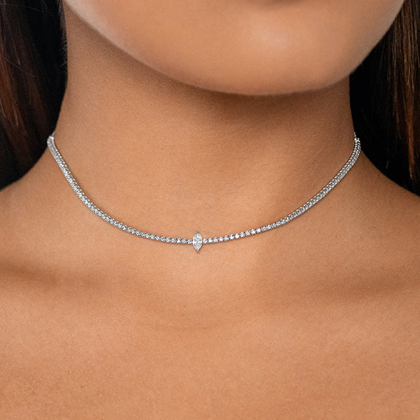 Marquise Round Diamond Tennis Choker – Solitaire Jewels