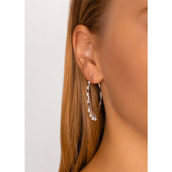 Dangling Pear Diamond Hoop Earrings