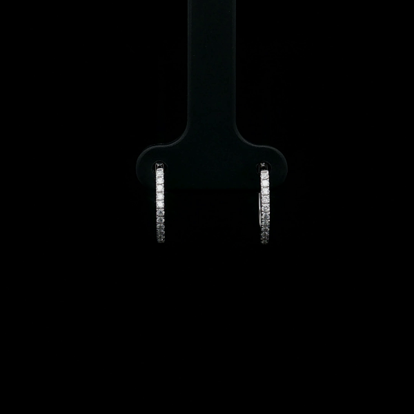 Square Round Diamond Huggie Earrings