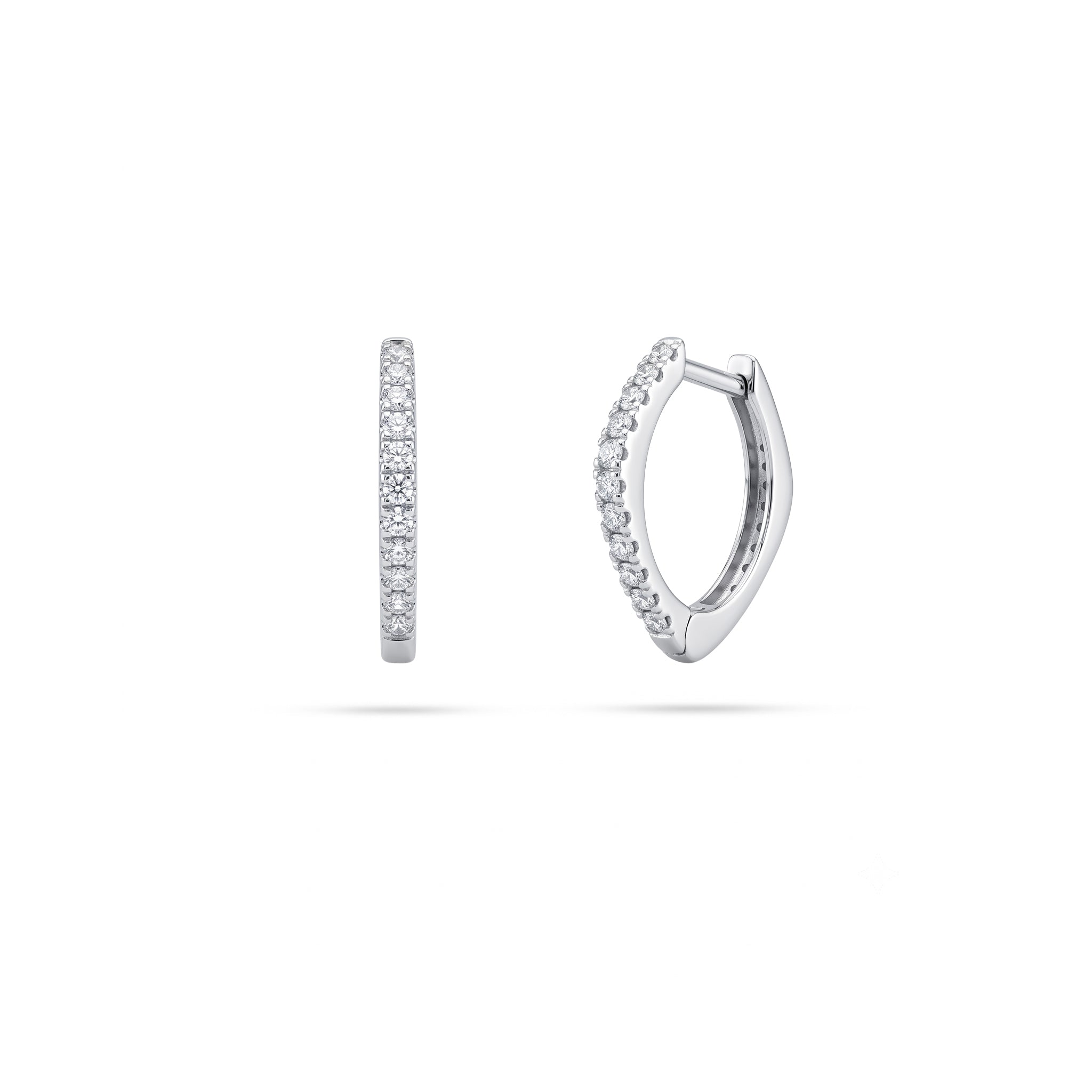 Square Round Diamond Huggie Earrings