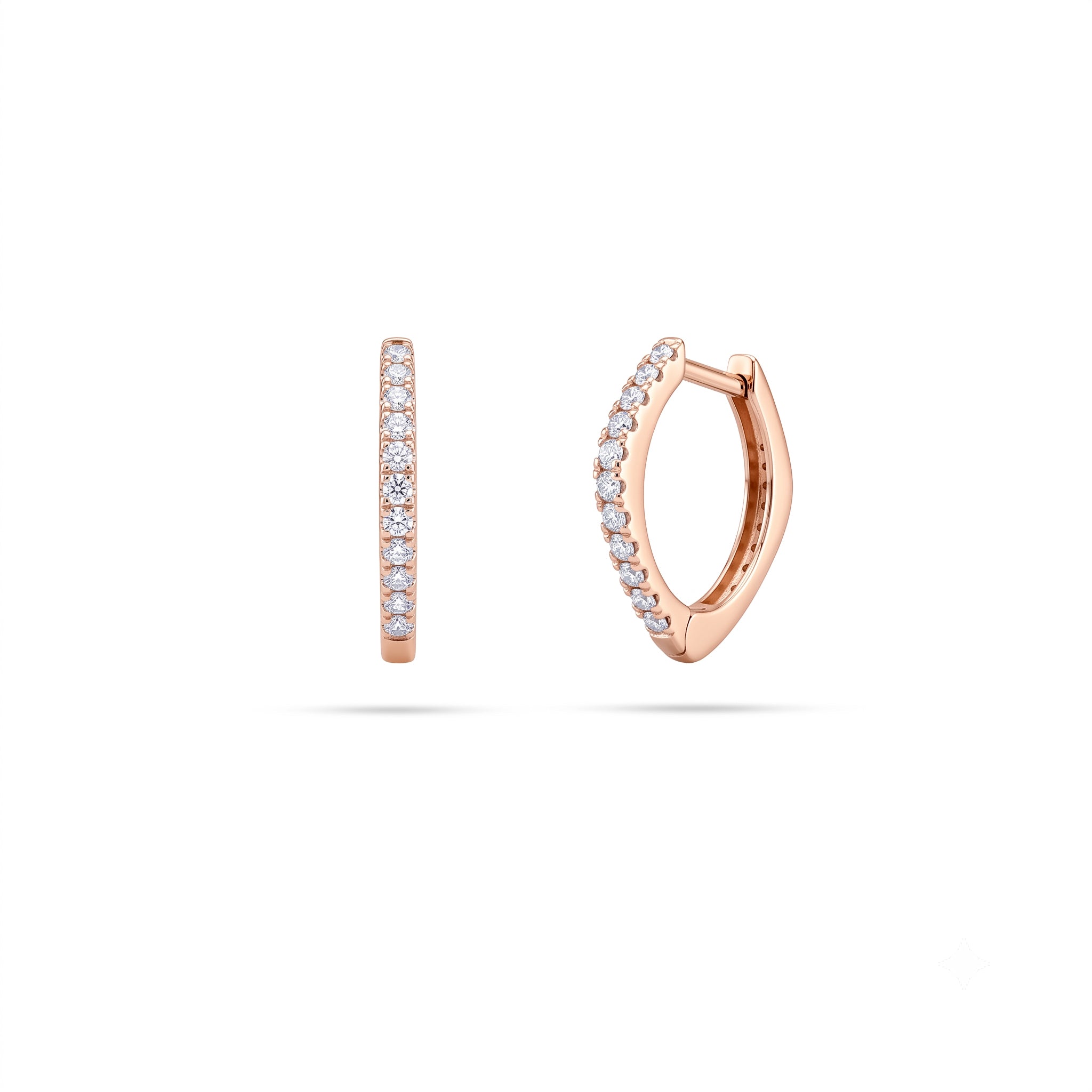 Square Round Diamond Huggie Earrings
