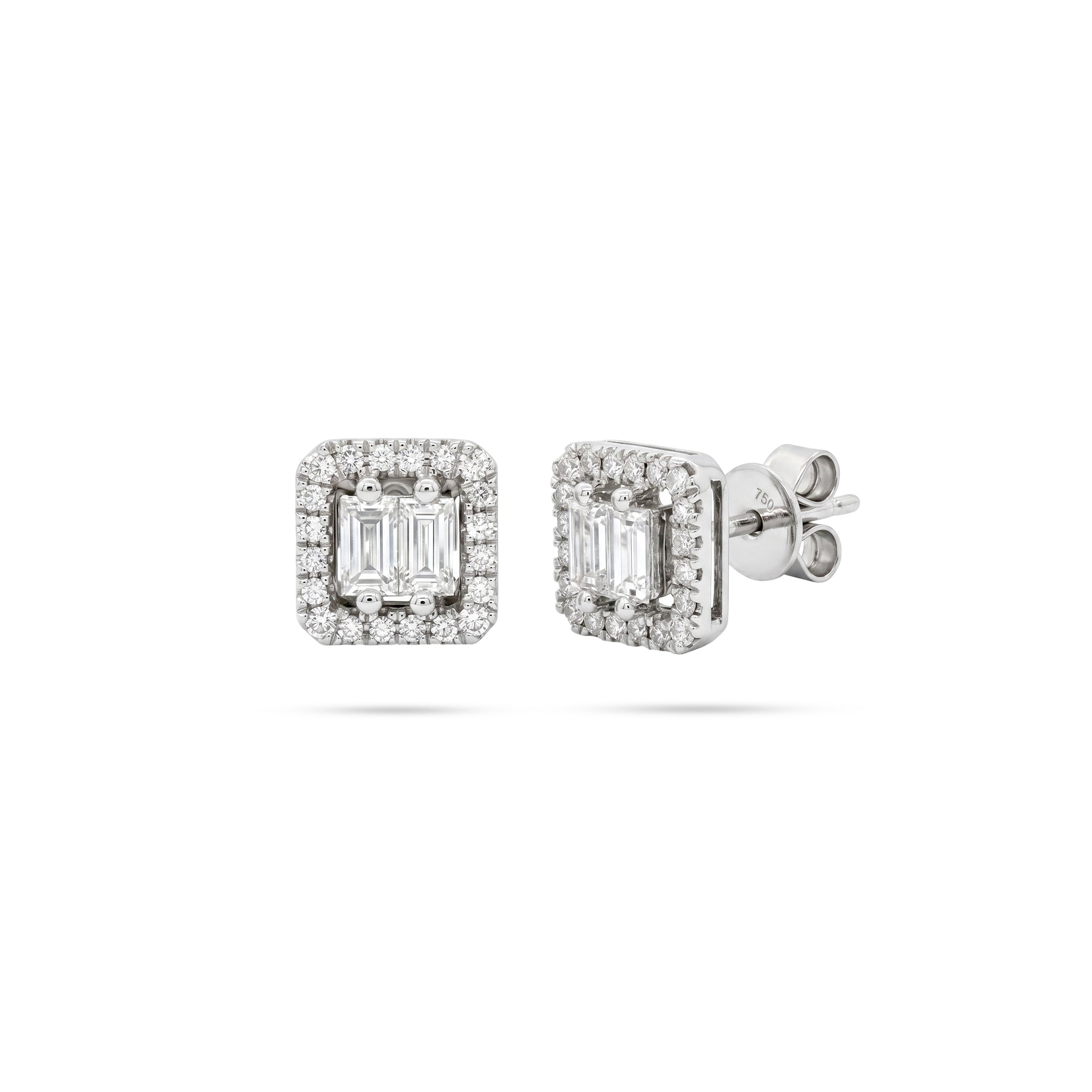 Square-Cut Diamond Halo Pendant Pendant & Earrings