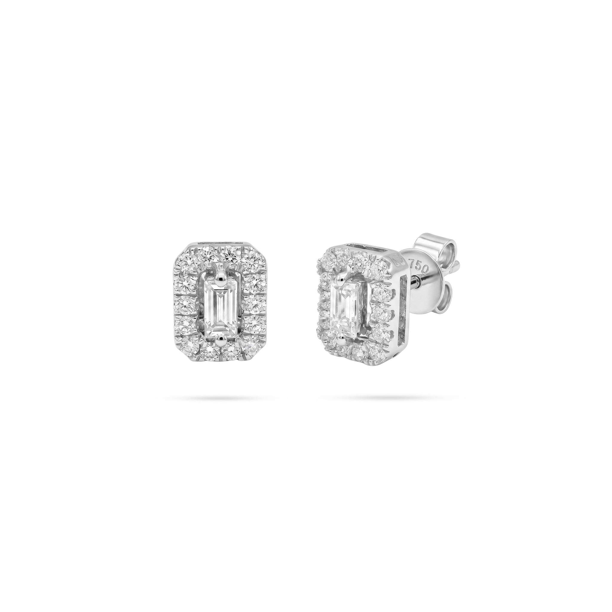 Emerald-Cut Diamond Halo Pendant Pendant & Earrings