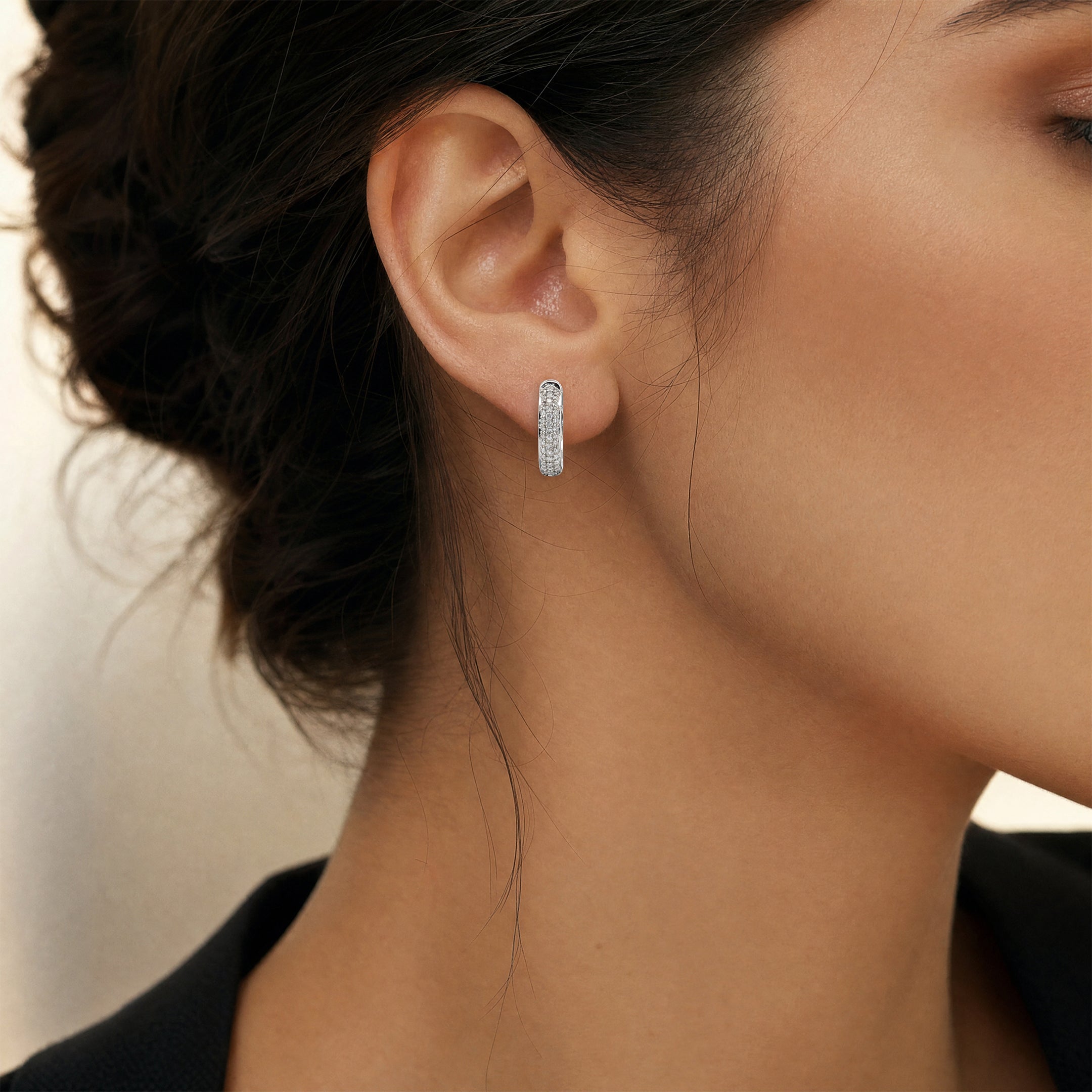 Pavé Diamond Huggie Hoop Earrings
