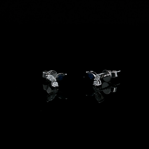 Leaf Sapphire Marquise Diamond Earrings