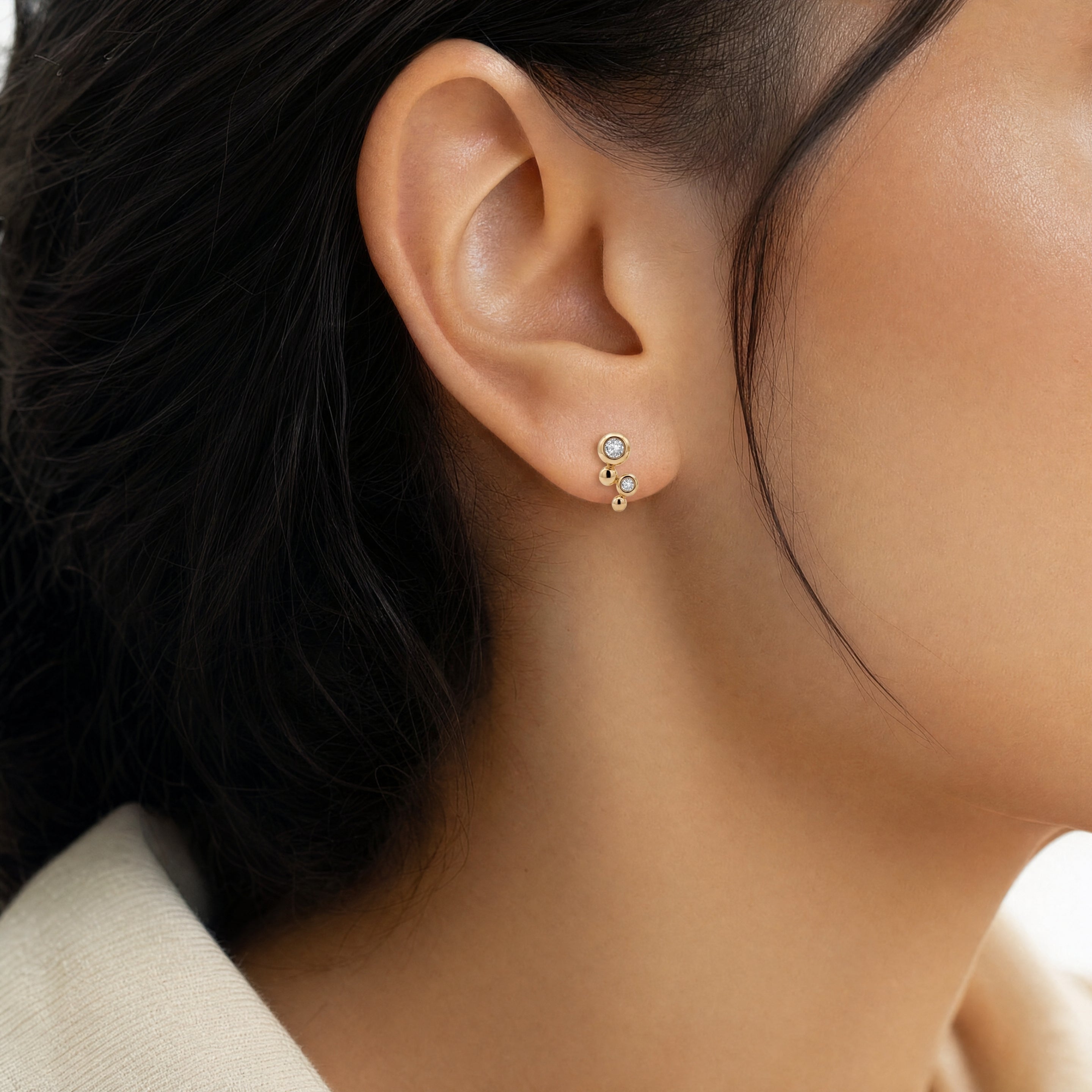 Bezel Round Diamond Earrings