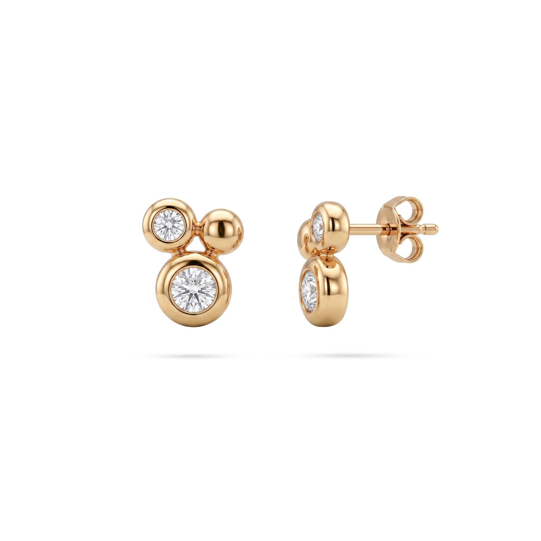 Bezel Round Diamond Stud Earrings