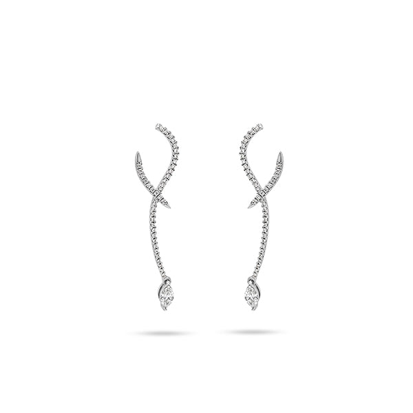 Sleek Round and Marquise Diamond Earrings