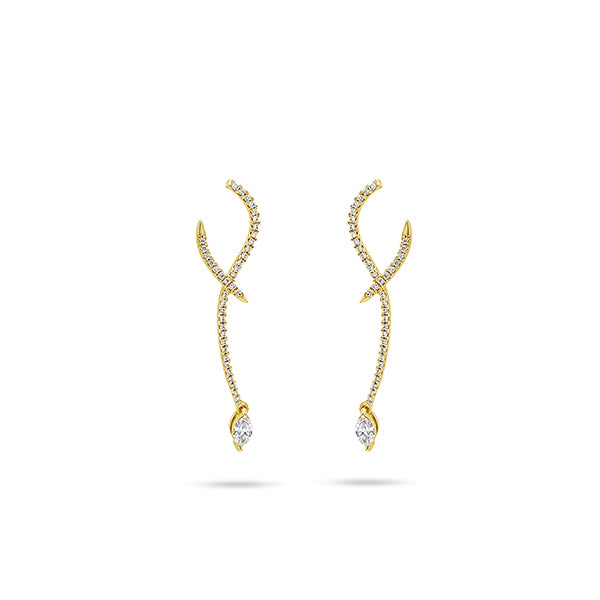Sleek Round and Marquise Diamond Earrings