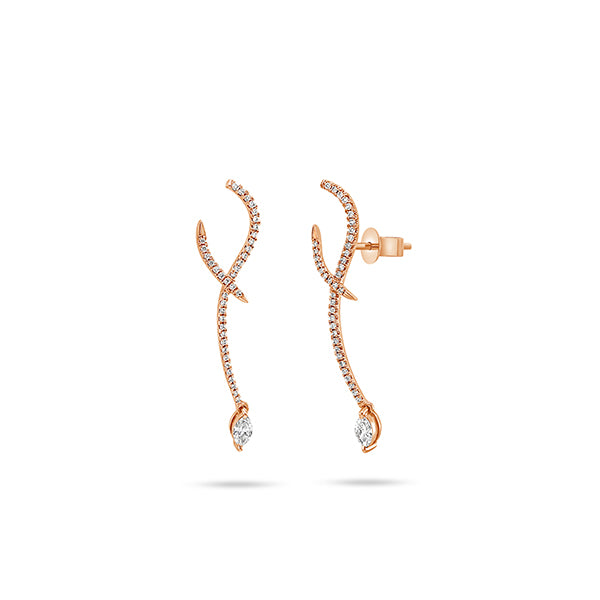Sleek Round and Marquise Diamond Earrings