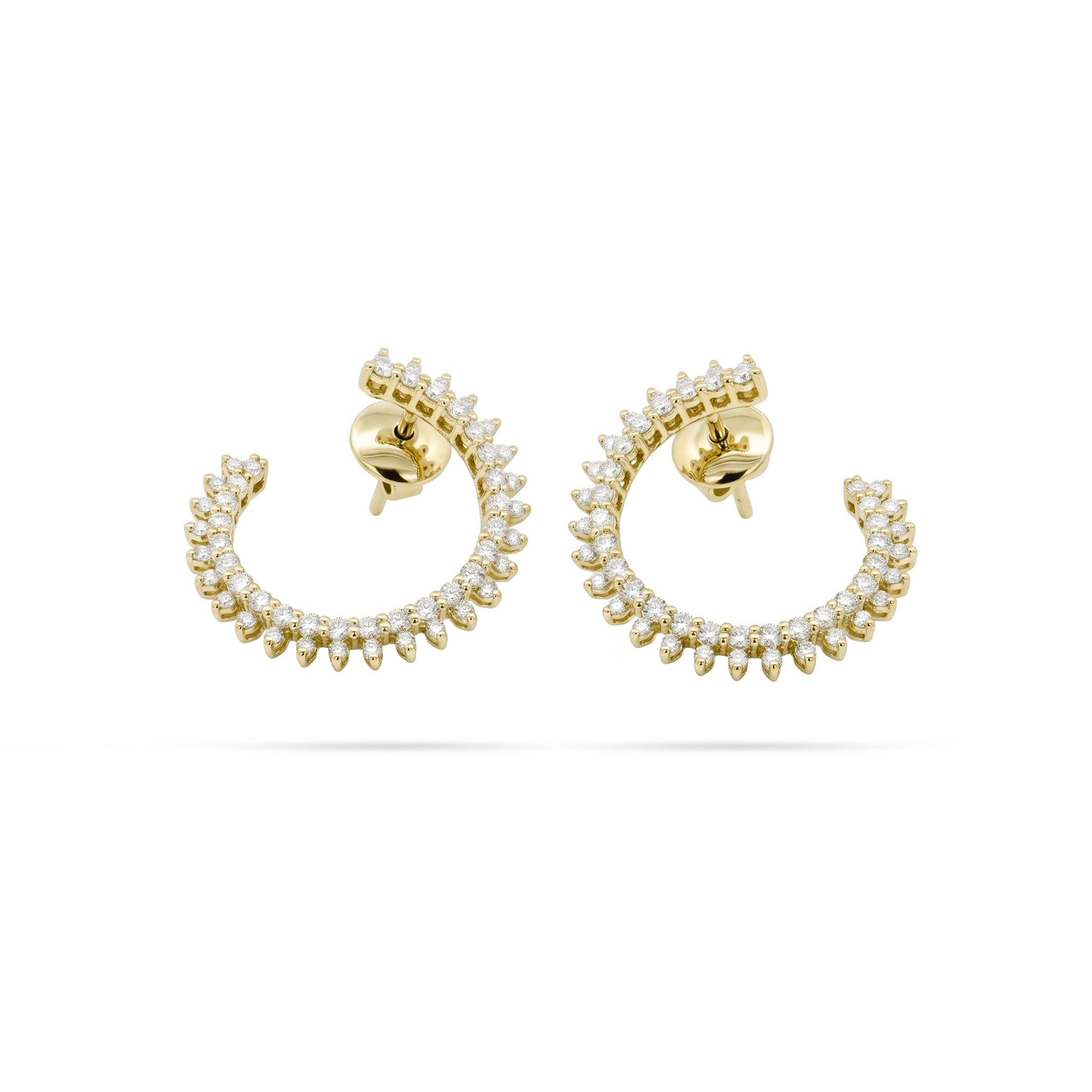Curved Round Diamond Earrings