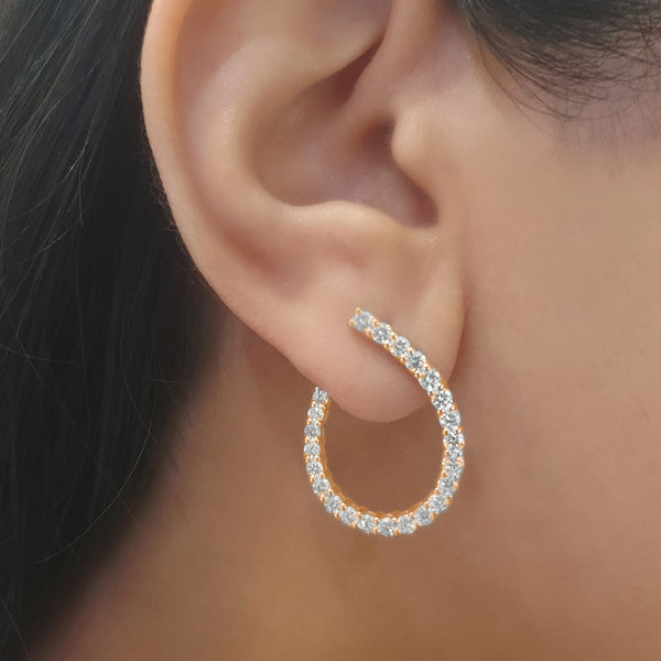 Arc Mini Hoop Diamond Earrings